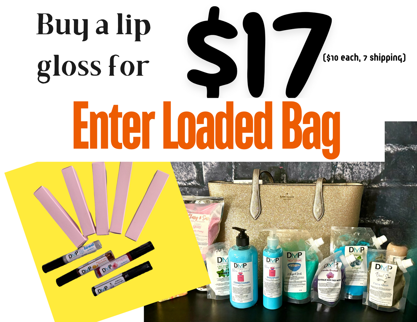 Lip gloss! Get a lippy, and be entered to win a loaded bag.. Live/show